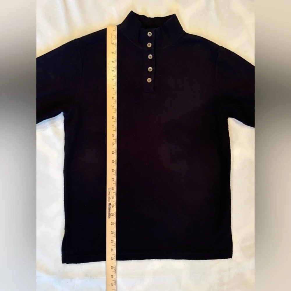 Summit Hill Sweater Pullover Turtleneck Button Up Black Cotton Size S Unisex